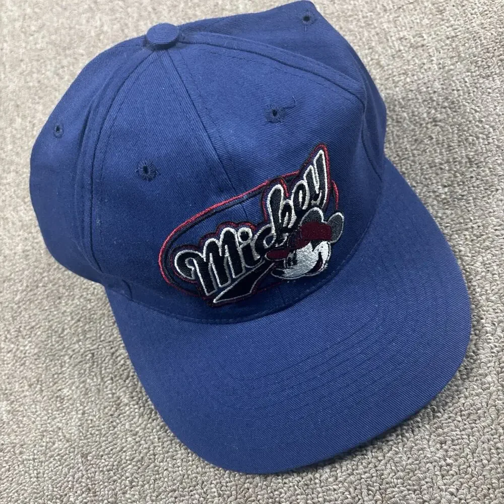 VTG Disney Mickey Mouse Baseball Hat Snap Back One Size Embroidered NWT Blue